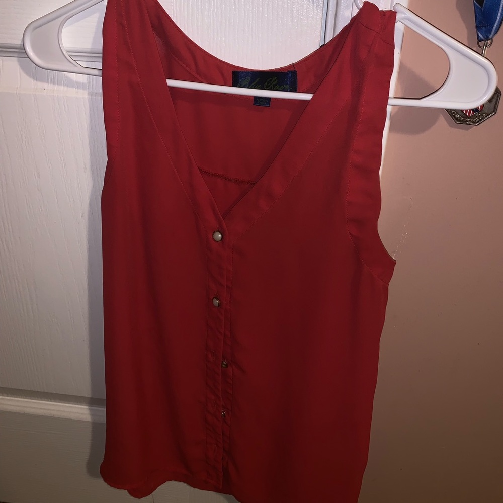 Red sleeveless top
